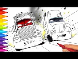 CARS 3 2.0 Gale Beaufort Crashes into Mack Hauler. Drawing and Coloring Pages | Tim Tim TV