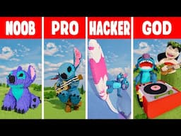 LILO AND STITCH STATUE | MINECRAFT BUILD CHALLENGE | NOOB vs PRO vs HACKER vs GOD