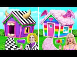 Beetlejuice vs Barbie One Colored House Challenge by Multi DO Smile