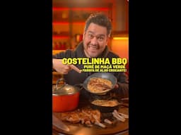 Costelinha BBQ ma Churrasqueira, Purê de Maçã Verde e Farofa de alho crocante apimentada!!