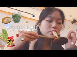 what i eat in a week 🍙🍓 as an art student