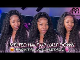 How To: Melted Curly Half Up Half Down13x6 Full Lace Frontal Wig Install ft. Ymy Hair