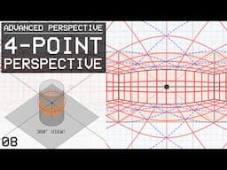 How To Draw a 4-Point Perspective Grid (Cylindrical Perspective) - Advanced Perspective 8