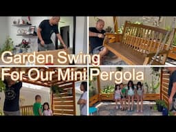 Outdoor Wood Porch Swing | Garden Swing For Our Mini Pergola | Patio Hanging Bench | Unboxing |