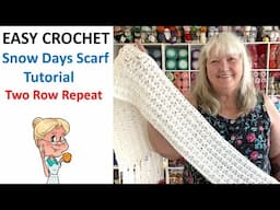 Easy Crochet Snow Days Scarf Tutorial - Easy Two Row Repeat -  #MakeitPremier