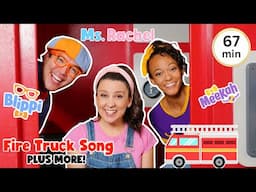 Blippi and Ms Rachel Fire Truck Song and Wheels on the Bus - Nursery Rhymes and Kids Songs