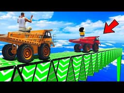 SHINCHAN AND FRANKLIN TRIED THE IMPOSSIBLE TRIANGULAR SPEED BOOSTER BRIDGE PARKOUR CHALLENGE GTA 5