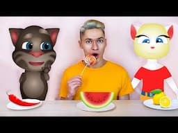 My Cat and Kitty in Real Life - Mukbang Food Challenge Animation Cats