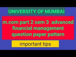 financial management question paper m.com part 2 sem 4