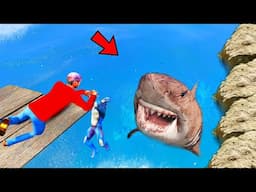 Rope Hero Fall In Sea With Big shark In GTA 5! |Rope Hero GTA 5|