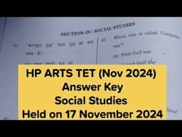 HP ARTS TET | Answer Key | SOCIAL STUDIES Section | Held on 17 November 2024 | The Vani classes