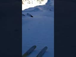 The sketchiest chute you’ll ever see #skiing #powderski #gopro #snow #ski