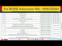 BOSSE Board 12th October 2024 Exam Date sheet released. bosse board latest examination update 2024.