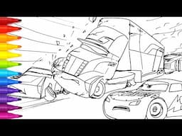 Jackson Storm Hit by Gale in Shocking Crash as McQueen Watches . CARS 4 Drawing & Coloring Pages