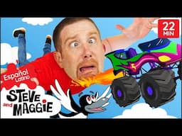 La mejor historia de Monster trucks con Steve y Maggie Español Latino + MÁS para niños