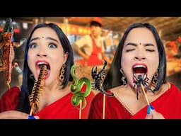 Indian Girl Eats CROCODILE Meat, Snake, Spider, Scorpion & Weird Insects 🤮 Nilanjana Dhar