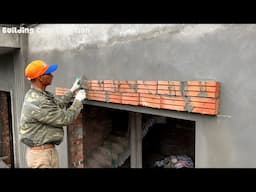 Roof Decoration Construction On Concrete Windows With Bricks And Cement