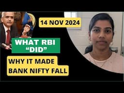 "How RBI Made Bank Nifty Fall?"   Pre Market Report Nifty & Bank Nifty 14 Nov  2024 Range