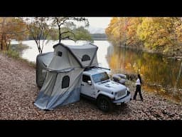 New inflatable rooftop tent and inflatable car tent comfortable camping by the lake