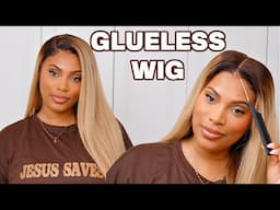 IS THIS WIG REALLY GLUELESS ??? | CARAMEL BLONDE |DRAW STRING WIG | NO GLUE NEEDED!!!