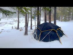 Hot Tent Camping In A Blizzard | ASMR