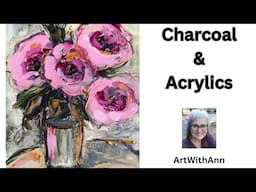 Acrylic and charcoal |paint and sip |  paint in Acrylic | techniques | How to use charcoal