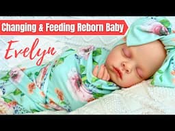 Beautiful Reborn Baby Feeding & Changing. New Premie Outfit For Baby Evelyn.