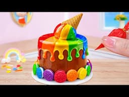 Mini Rainbow OREO Cake 🌈 Best Miniature Chocolate OREO Ice Cream Decorating Recipe By Mini Cakes