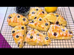 Easy Glazed Lemon Blueberry Scones With Greek Yoghurt | So Delicious!