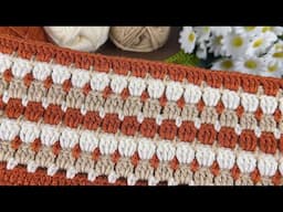 3 renkli en kolay tığ işi örgü modeli / crochet baby blanket ( bebek battaniye modelleri)