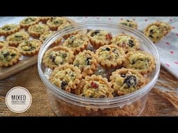 Tart Buah Campuran Kering Rangup Tanpa Telur | Eggless Dried Mixed Fruits Tart