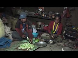 Organic village life  ||  Cooking greens and meat vegetables in the village