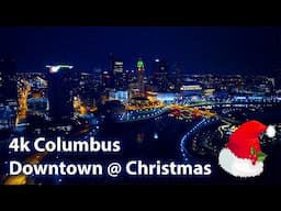 4k Aerial Flyover Columbus, Ohio downtown at Christmas!