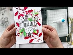 Christmas Greeting Cards Tutorial | Holly Leaves Card - #Alinacutle #christmascrafts  #handmadecards