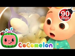 One Potato, Two Potatoes | 🌈 CoComelon Sing Along Songs 🌈 | Preschool Learning | Moonbug Tiny TV