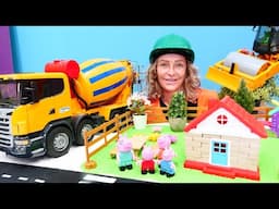 Nicole baut für Familie Wutz ein neues Haus - Tolle Baustellenfahrzeuge - Peppa Wutz auf Deutsch