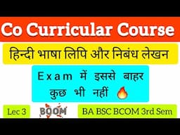 Important Questions | हिन्दी भाषा लिपि और निबंध लेखन | BA BSC BCOM 3rd Sem co-curricular subject MCQ