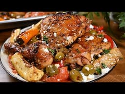 طبخ وصفة دجاج مشوي صحية على الطريقة المتوسطية بالخضار! Most delicious roasted Mediterranean Chicken