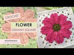 Crochet a FLOWER GRANNY SQUARE - easy and new - step by step tutorial