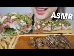 ASMR *Tataki Style Prime Striploin, Wagyu Oshi Press, Truffle Fries & Roasted Beef Slider NO TALKING