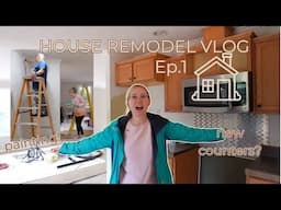 REMODELING MY MOBILE HOME EP.1! | Painting, new countertops? I got a washer and dryer, & updates!