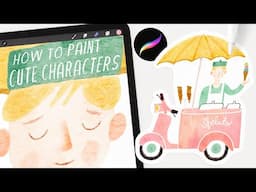 let's paint a cute gelato vespa in procreate! 🍨 EASY procreate watercolor tutorial for beginners