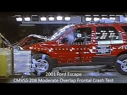 2001 Ford Escape CMVSS 208 Moderate Overlap Frontal Crash Test (25 Mph)