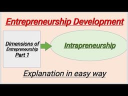 Dimensions of Entrepreneurship- Part 1 || Intrapreneurship || Entrepreneurship Development