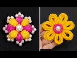 2 Easy woolen flower making using Finger and pencil  - Embroidery flower making