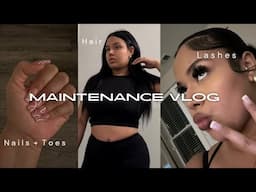 BEAUTY MAINTENANCE VLOG 🖤 | Hair, Nails + Toes, Lashes & Wax