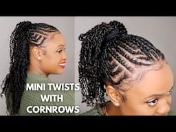 THE MOST VERSATILE MINI TWISTS WITH CORNROWS FOR THE SPRING | NATURAL HAIR