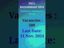 NICL Assistant Recruitment 2024 #govtjobs #youtubeshorts #shorts