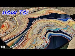 HOW TO! Geode Style Acrylic Ribbon Pour with Resin Embellishment