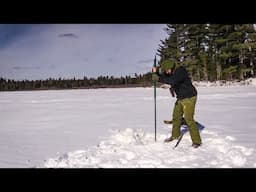 Winter Survival - Chipping 3 Foot Deep Hole in Ice in REAL TIME | Bushcraft